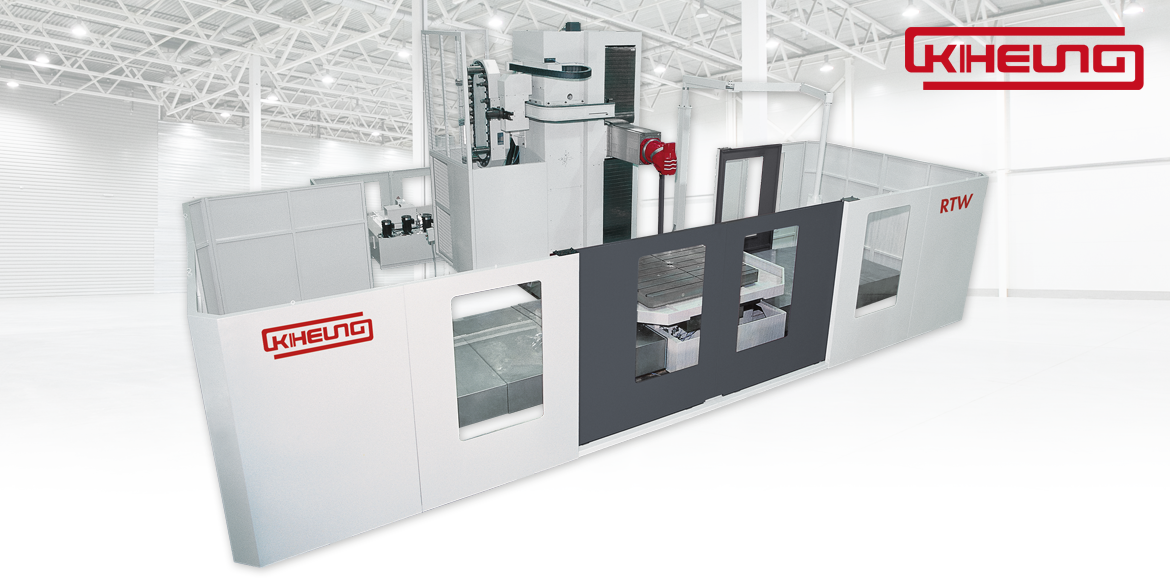 Flachgeführte CNC-Bettfräsmaschinen mit Rundtisch im innovativen FLAT-RAM Maschinendesign und verfahrbarem Maschinenständer.